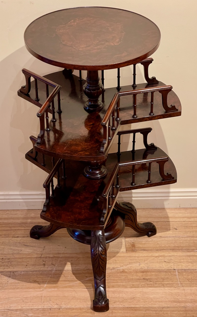 Small Antique Burr Walnut Revolving Bookcase The Merchant of Welby